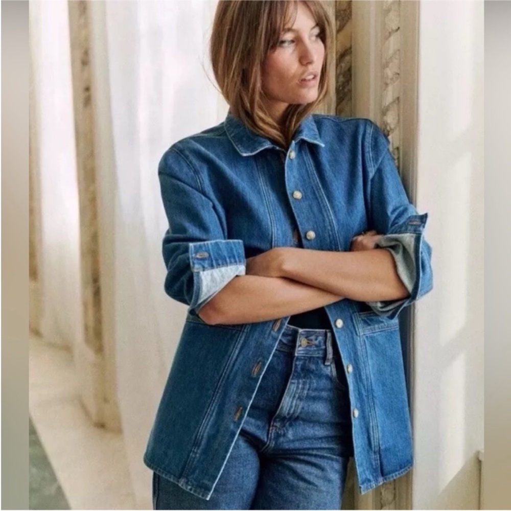 Sezane Blue Denim Will Jacket